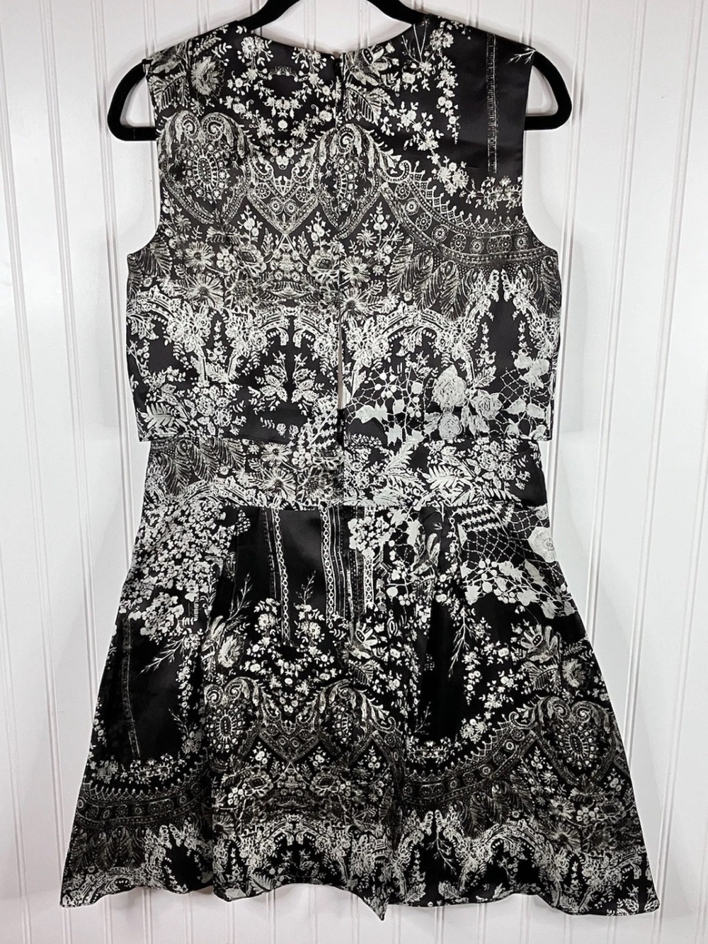 Marchesa Notte Black and White Floral Print Dress